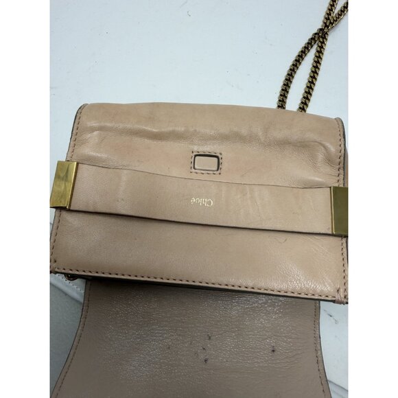 Chloé Elle Mini Leather Shoulder Bag Chain Strap Gold Tone Hardware Pink - Picture 2 of 10